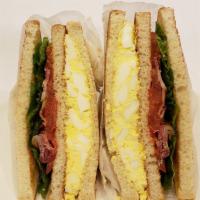 Egg Salad Club · Served with lettuce, tomato and bacon