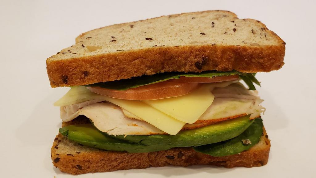 Special Sandwich #8 · The Power House: roast turkey, swiss cheese, avocado, tomato, romaine lettuce, alfalfa sprouts, mayo on 7 grain bread