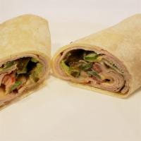 Cinco De Mayo Wrap · Cinco de mayo: Salsalito turkey, melted muenster cheese, grilled peppers, onion, avocado, ja...