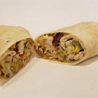 Chicken Caesar Wrap · Chicken Caesar: grilled chicken, romaine, tomato, caesar dressing on plain tortilla