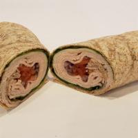 Roast Turkey Wrap · Roast turkey: swiss, cranberry sauce, onion, lettuce on wheat wrap