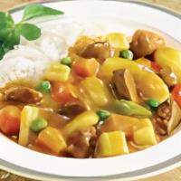 Curry Dup Bop 카레덮밥 · Curry with vegetable over rice
