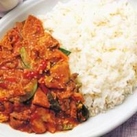 Jeyuk Dup Bop 제육덮밥 · spicy stir-fried pork with vegetable over rice