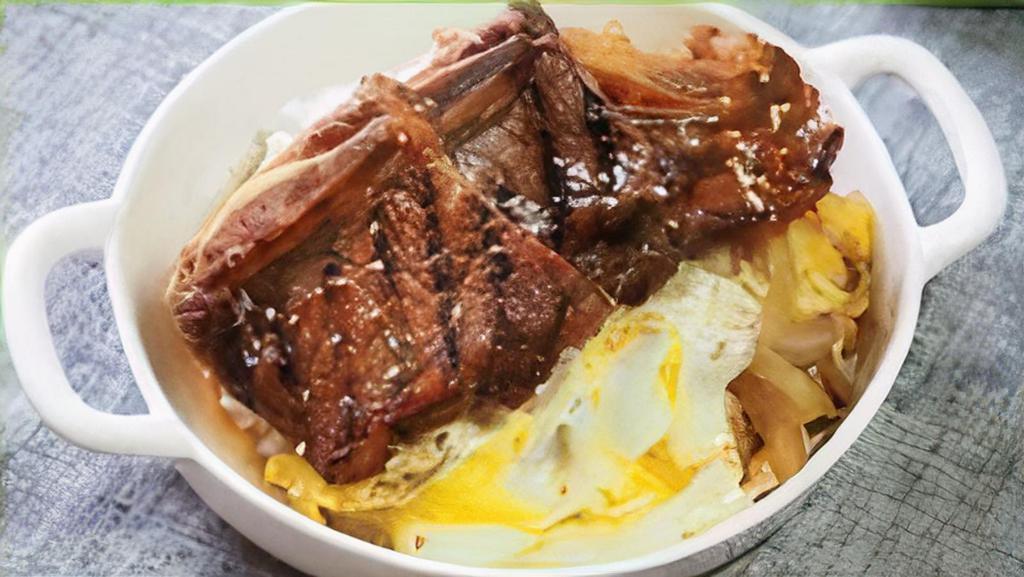La Kalbi Dup Bop 갈비덮밥 · Korean BBQ beef short rib over rice