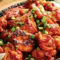 Bul Dak 불닭 · Stir-fried spicy chicken with vegetable, rice cake