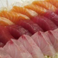7-7-7 Sashimi Platter · 7 slices of Tuna, Salmon and Hamachi sashimi