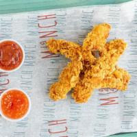 Cc Fingers (6 Pieces) · Crunchy corn flake coated chicken fingers.