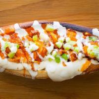 Diving Buffalo · serrano, cayanne & guajillo, blue cheese crumble, fresh mozzarella, buttermilk ranch, pickle...