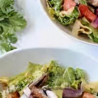 Roasted Vegetable Fajita Salad · Vegan, vegetarian. Slow roasted yellow squash, zucchini, onion, red and green pepper, with t...