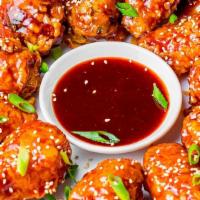 Korean Sweet Chilli Wings · Traditional bone-in wings, Breded With Flour & hand-tossed in your choice of
sauce or rub. C...