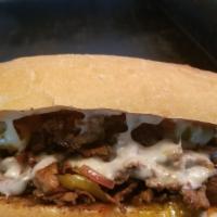 Philly Steak (Hot Sandwich) · Philly Steak, Peppers, Mushrooms, Onions, Cheese and Boss Sauce