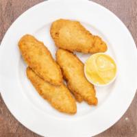 Chicken Strips (4 Pcs.) · with honey mustard or BBQ sauce