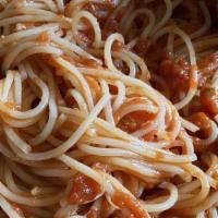 Pasta With Meatball · Pasta with ball of seasoned meat.