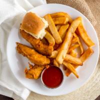 Chicken Tenders · White meat strips. Served with side order and rolls.