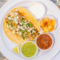 Fish Taco (Flounder) · PLEASE CHOOSE 1-3 HOMEMADE SAUCES BELOW. YOUR ORDER WILL NOT AUTOMATICALLY COME WITH IT. 
(a...