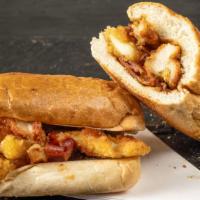 Air Force 1 · BBQ Chicken Cutlet, Bacon, Mozzarella Sticks all on a toasted Garlic Hero.