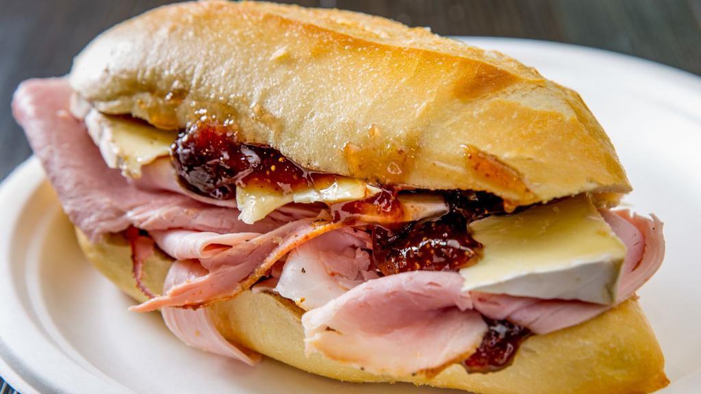 La Figue Sandwich · Parisian ham, brie cheese and fig jam.