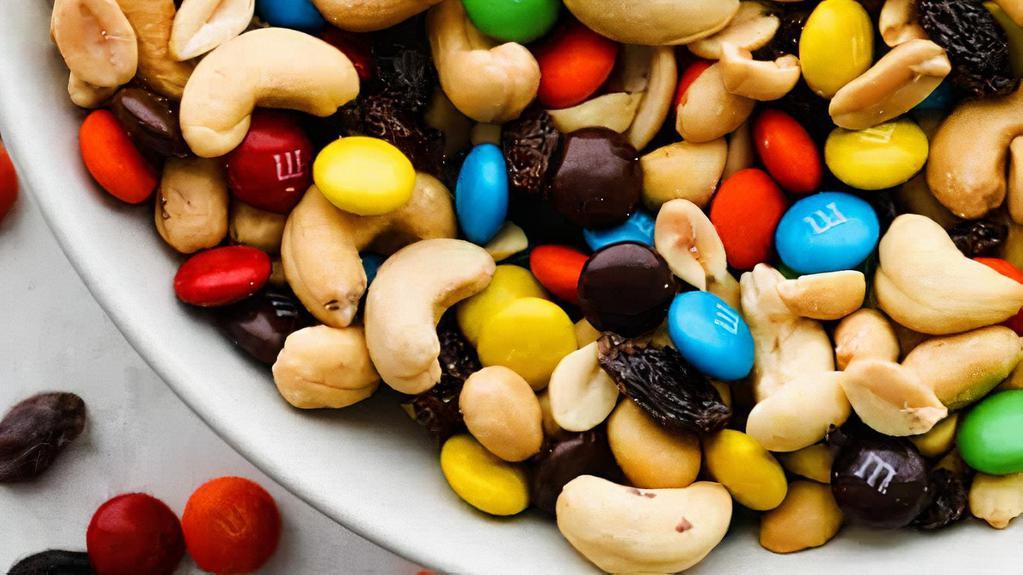 Trail Mix · 3 oz bag trail mix - peanuts, raisins, cashews and M&M's