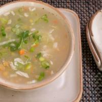 Sweet Corn Soup (Non-Veg) · Thick sweet corn soup served with chicken