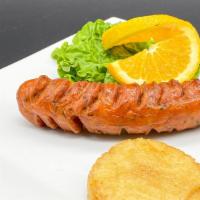 Chorizo Con Arepita · Colombian Sausage/