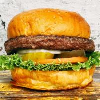 Classic Wagyu Burger · 6 oz American Wagyu beef patty, comes with, brioche burger bun, lettuce, tomato , pickles.