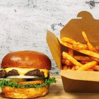 Wagyu Cheese Burger + Fries + Choice Of Can Soda · American Wagyu burger combo, comes with French fries and can soda.