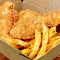 Chicken Tenders · Chicken tender served with french fries