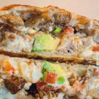 Chicken Quesadilla · Marinated Grilled Chicken. Comes with Jack Cheese, Pico de Gallo, & Salsa in a large Flour T...