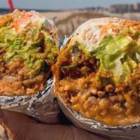 Beef Supreme · A Super Burrito with our seasoned ground beef, taco sauce, crispy iceberg lettuce, rice, ref...
