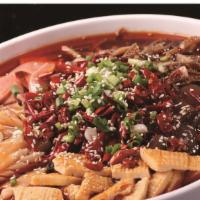 Chong Qing Duck Blood W/Chili Oil · Hot. duck blood and beef triples are the main sources of this dish, the beef tripe is super ...