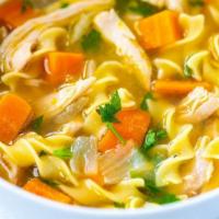 Chicken Noodle Soup · Served with noodles.