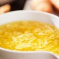 Egg Drop Soup · Served with noodles.