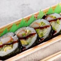 Futo Maki · Imitation crab, avocado, cucumber, lettuce, pickle.