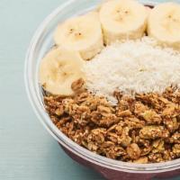 Acai Berry Bowl · Vegan and gluten-free. Banana, acai, mixed berries, almond butter, and almond milk. Toppings...