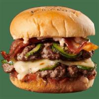 Swag (Spicy Wagyu) Burger · Double Wagyu + Brisket Blend Burger, Charred Jalapenos, Candied Ghost Pepper Bacon, Sweet To...