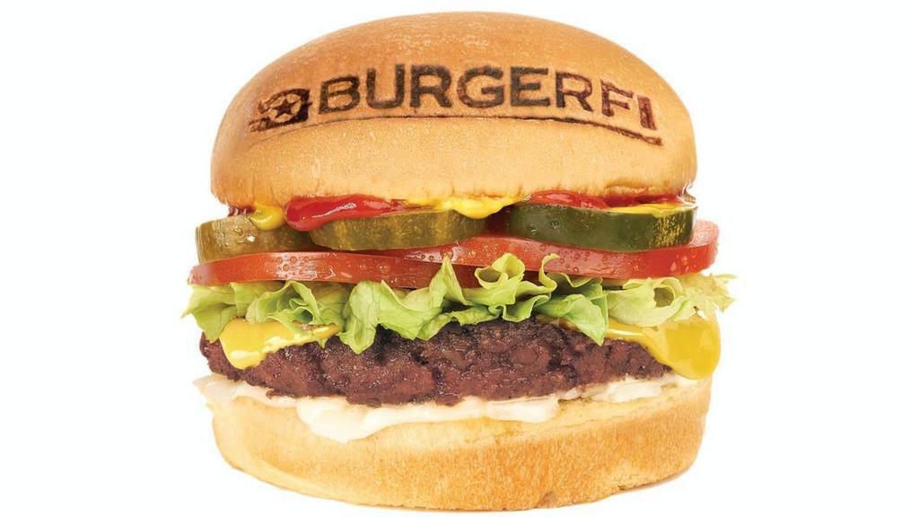 100% Plant-Based Beyond Burger · 100% Plant-Based Beyond Burger® From Beyond Meat®, American Cheese, Ketchup, Mustard, Mayonnaise, Lettuce, Tomato, Pickles, Onions. (Cals 715)