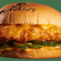 Spicy Fi'Ed Chicken Sandwich · All-Natural, Cage-Free Chicken Breast from Springer Mountain Farms, Homemade Hot Pickles, Fr...