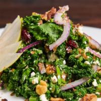 Broccolo And Noci Insalata · Kale salad, goat cheese, cranberry, nuts, onions, and pears.