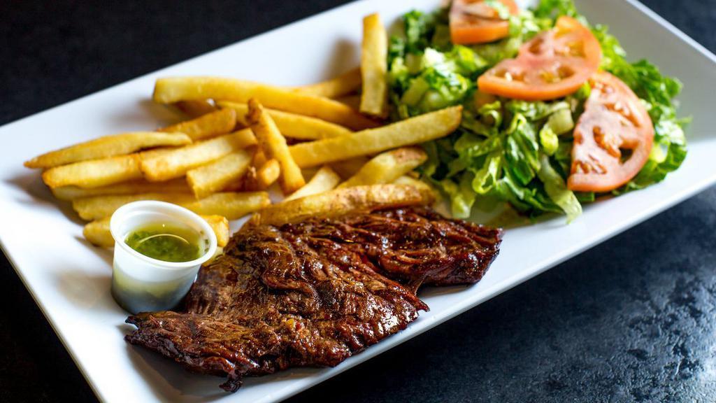 Steak Platter · Steak Platter 8 oz. Grilled steak with French fries, lettuce and tomato or home made coleslaw.