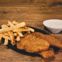 Chicken Fingers With Fries · Golden-fried chicken tenderloins served with crinkle-cut French fries fried to perfection