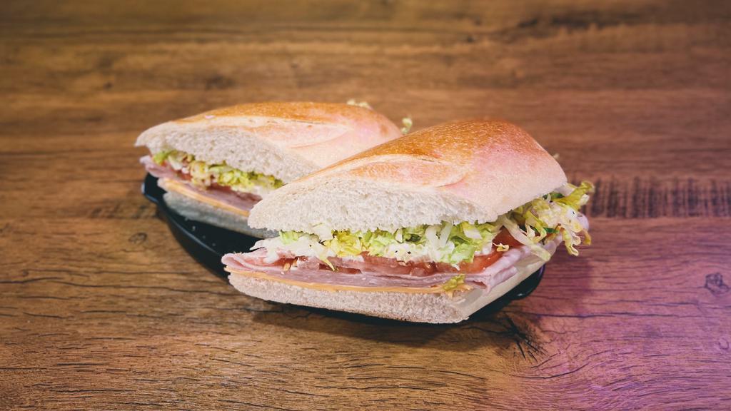 Ham & Cheese Sandwich (Cold) · Ham and cheese of your choice laid on freshly baked bread with lettuce, tomato and mayo