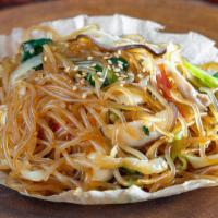 Vermicelli Delight · Korean sweet potato noodles with assorted vegetables.
