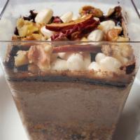 Tiramisu · Vegan. Gluten free and soy free. Dates, coconut cream, cashews, walnuts, coffee extract, cin...