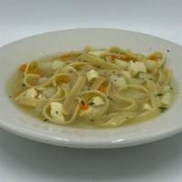 Chicken Noodle · Homemade Chicken Noodle Soup served w/ crackers.