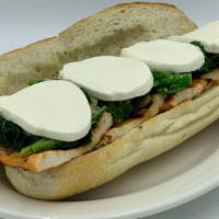Grilled Chicken Broccoli Rabe · Grilled Chicken Cutlets topped w/ Sauteed Broccoli Rabe & Fresh Mozzzarella on a toasted Ita...