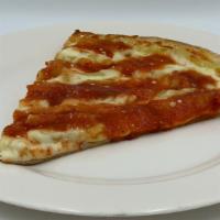 Pasta Pizza · Penne pasta, Ricotta, Mozzarella, & Romano w/ stripes of Tomato sauce.