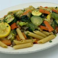 Pasta Primavera · Penne pasta sauteed w/ Fresh Broccoli, Fresh Spinach,  Zucchini,  Mushrooms, Carrots, Onions...