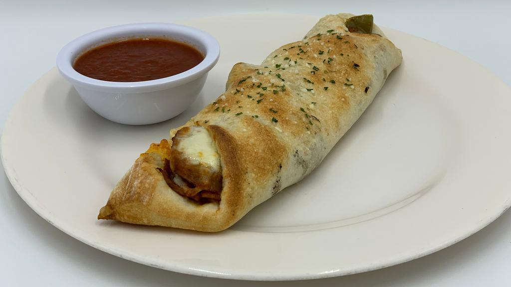 Sausage, Peppers & Onion Rolls · Sweet Sausage, Green Peppers & Onions w/ Tomato Sauce.  Served w/ a side of Tomato Sauce.