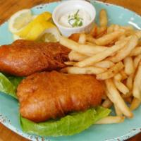Fresh Cod & Chips
 · Fresh Deep Fried Battered Cod Filet and French Fries, Served With Tartar & Lemon Wedge.