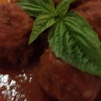 Polpettine Della Mamma (Meatballs) · Homemade beef meatballs in a tomato sauce.